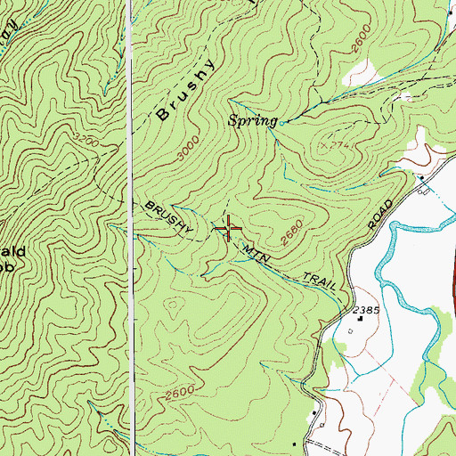 Topographic Map of Brushy Mountain Trail, WV