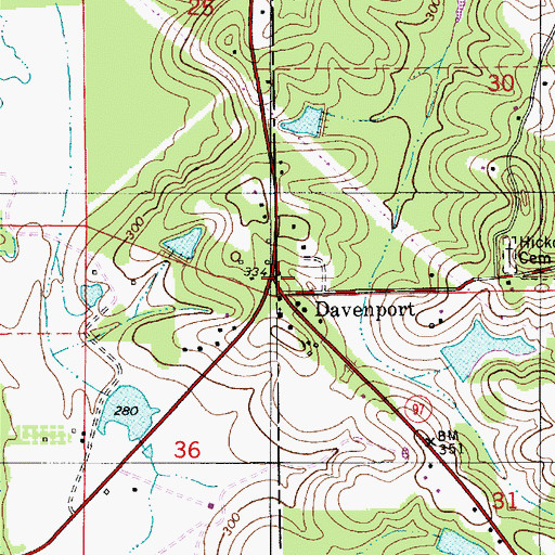 Topographic Map of Davenport, AL