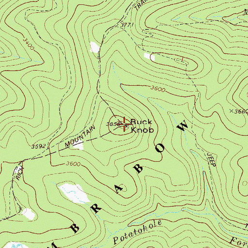Topographic Map of Buck Knob, WV