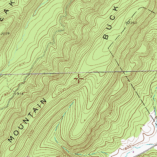 Topographic Map of Buck Mountain, WV