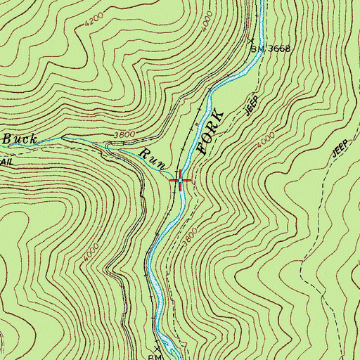 Topographic Map of Buck Run, WV
