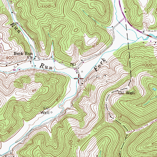 Topographic Map of Buck Run, WV
