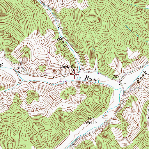 Topographic Map of Buck Run Church, WV