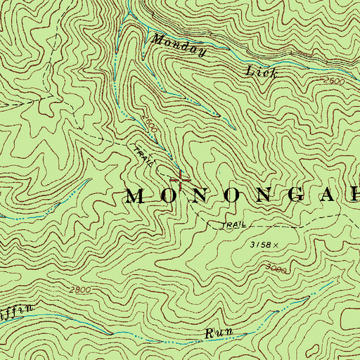 Topographic Map of Buckeye Trail, WV
