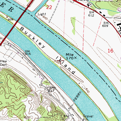 Topographic Map of Buckley Island, WV
