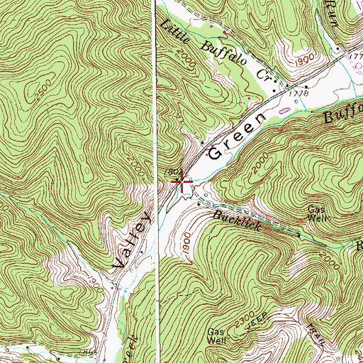 Topographic Map of Bucklick Run, WV