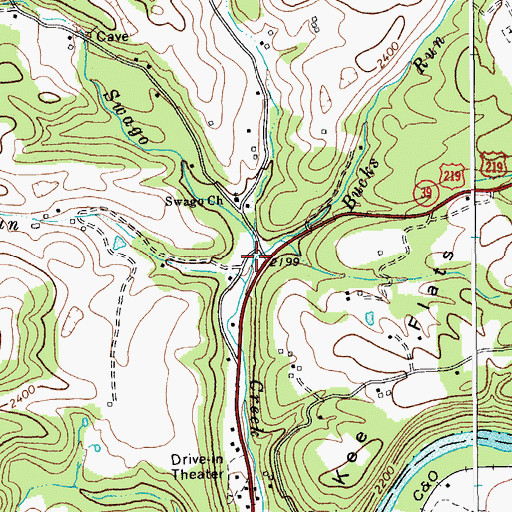 Topographic Map of Bucks Run, WV