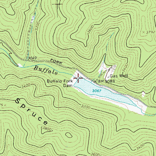 Topographic Map of Buffalo Fork Dam, WV