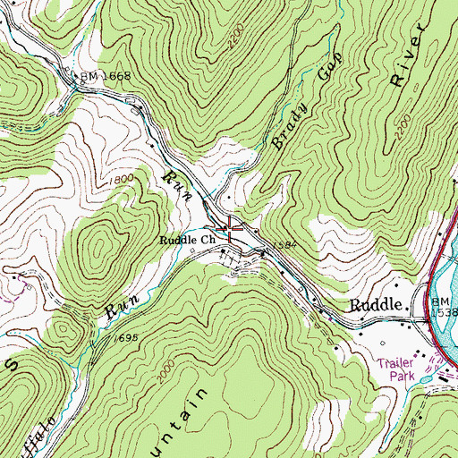 Topographic Map of Buffalo Run, WV