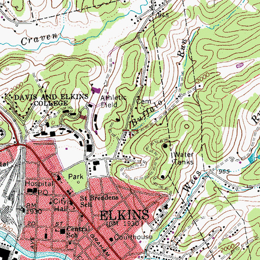 Topographic Map of Buffalo Run, WV