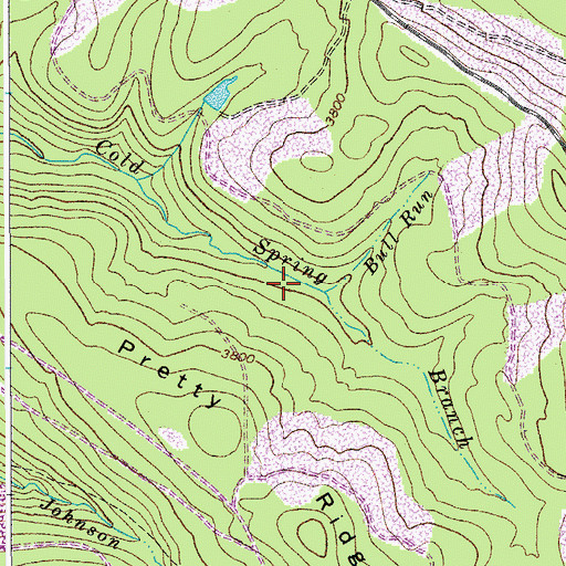 Topographic Map of Bull Run, WV