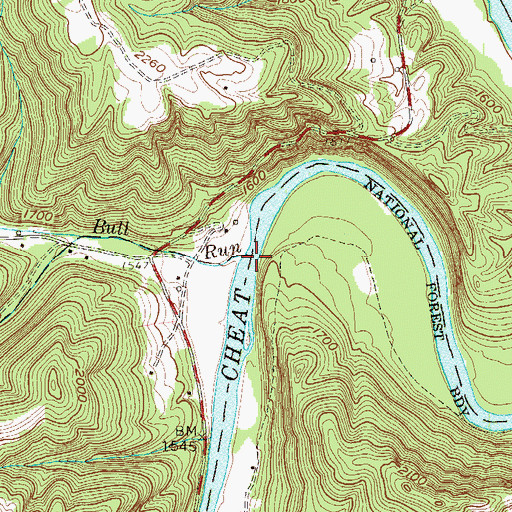 Topographic Map of Bull Run, WV