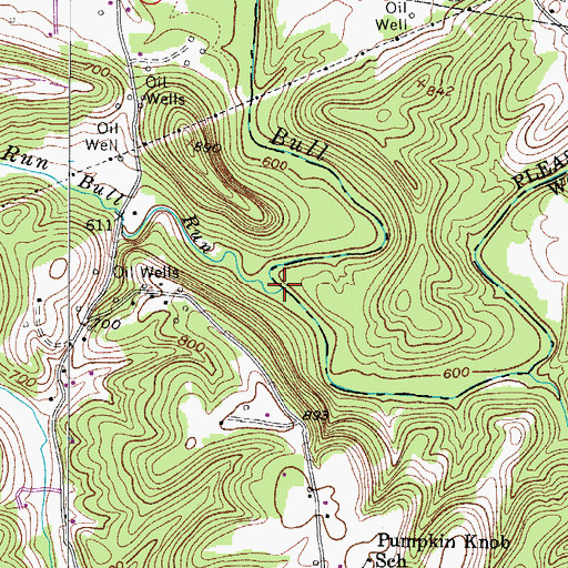 Topographic Map of Bull Run, WV