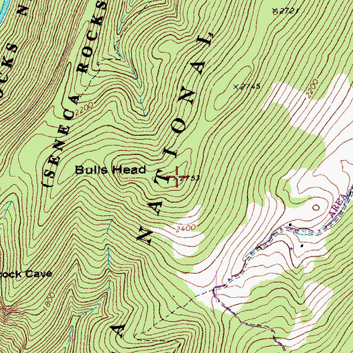 Topographic Map of Bulls Head, WV