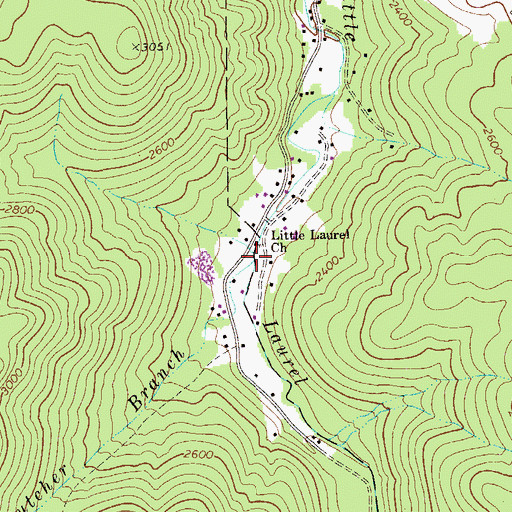 Topographic Map of Butcher Branch, WV