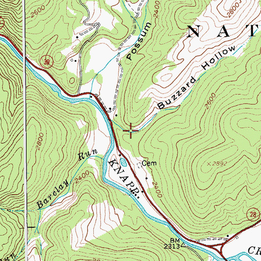 Topographic Map of Buzzard Hollow, WV