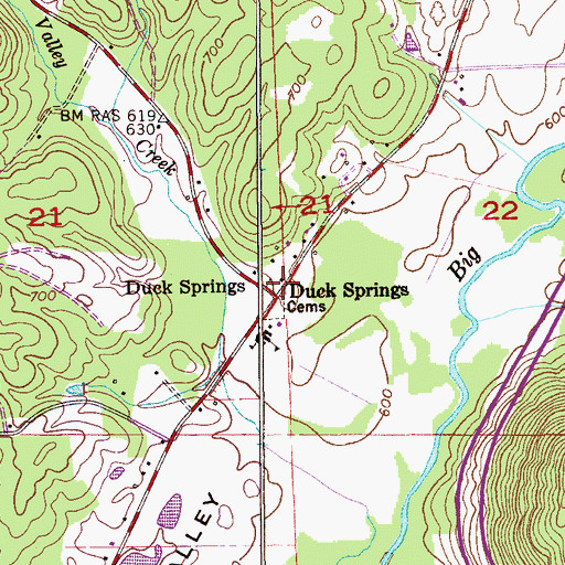 Topographic Map of Duck Springs, AL
