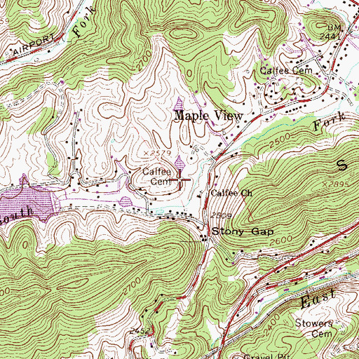 Topographic Map of Calfee Cemetery, WV