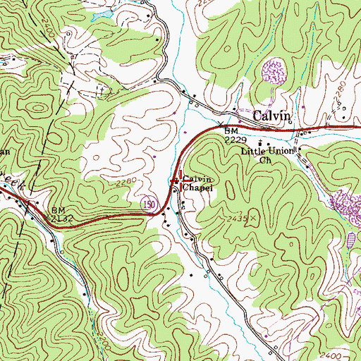 Topographic Map of Calvin Chapel, WV