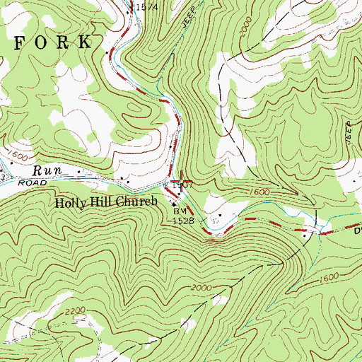 Topographic Map of Camp Branch, WV