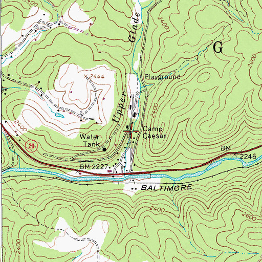 Topographic Map of Camp Caesar, WV