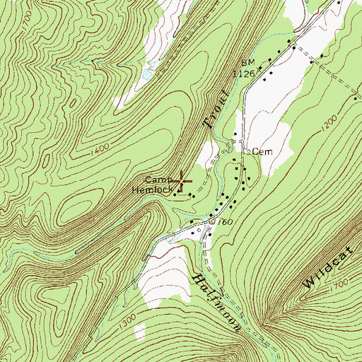 Topographic Map of Camp Hemlock, WV