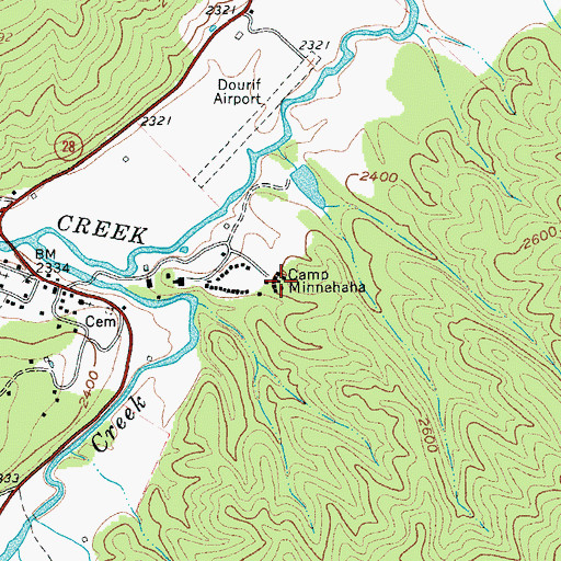 Topographic Map of Camp Minnehaha, WV