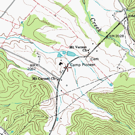 Topographic Map of Camp Pioneer, WV