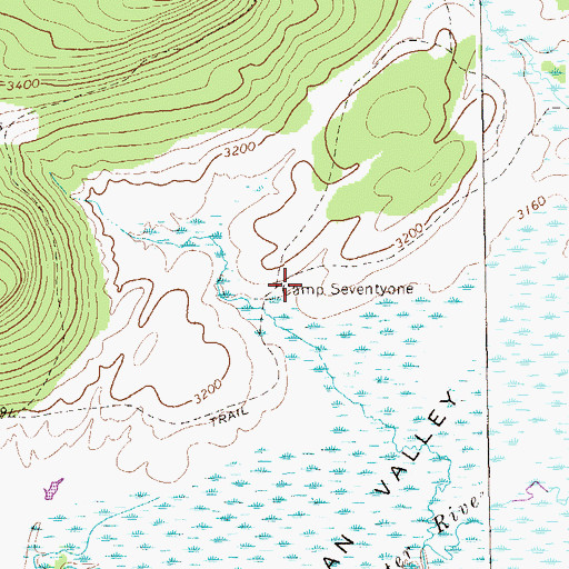 Topographic Map of Camp Seventyone, WV