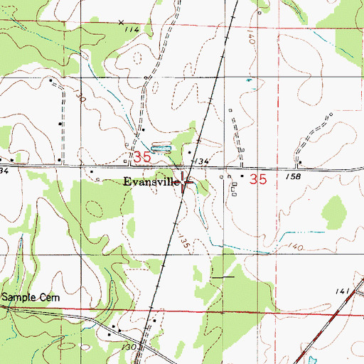 Topographic Map of Evansville, AL