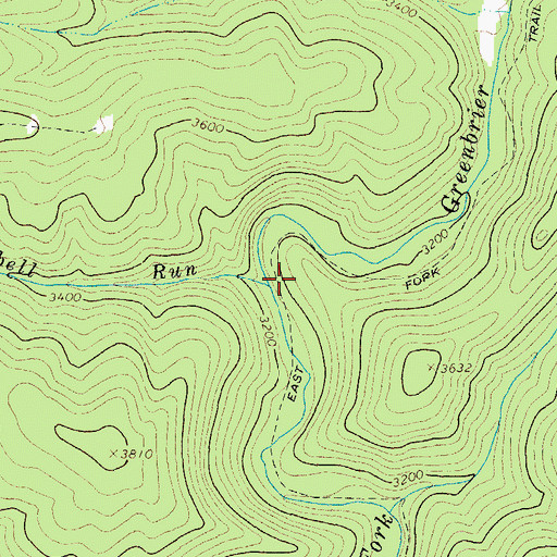 Topographic Map of Campbell Run, WV