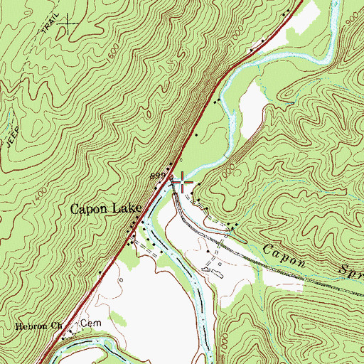 Topographic Map of Capon Springs Run, WV