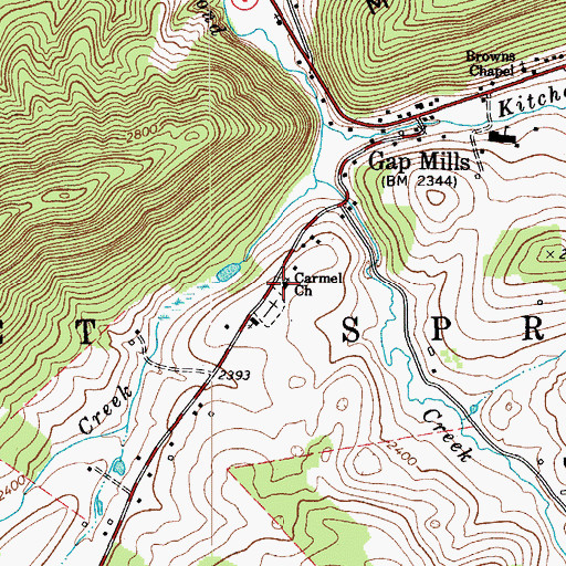 Topographic Map of Carmel Presbyterian Church, WV