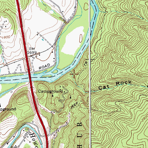 Topographic Map of Cat Rock Hollow, WV