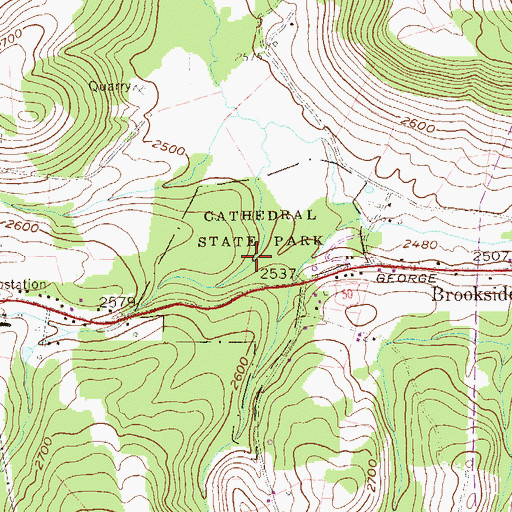 Topographic Map of Cathedral State Park, WV