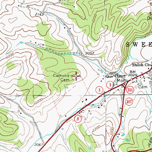 Topographic Map of Catholic Cemetery, WV
