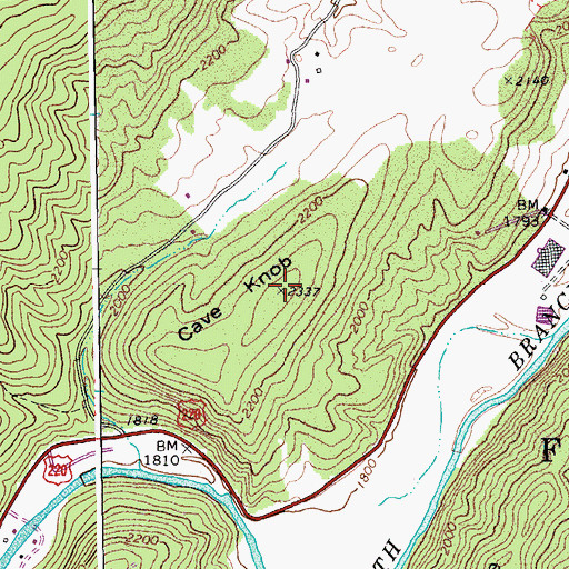 Topographic Map of Cave Knob, WV