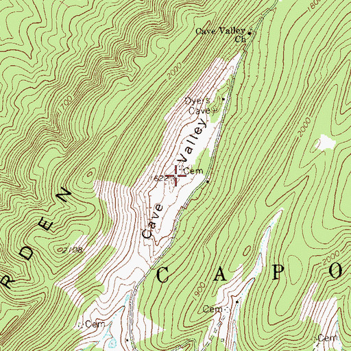 Topographic Map of Cave Valley, WV