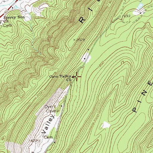 Topographic Map of Cave Valley Presbyterian Church, WV