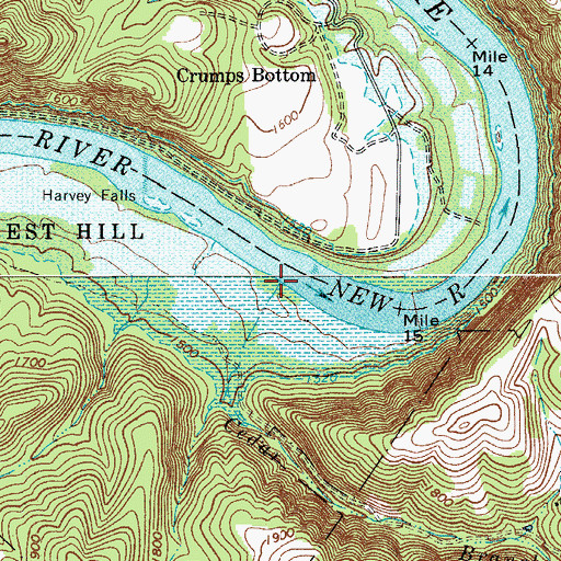 Topographic Map of Cedar Branch, WV
