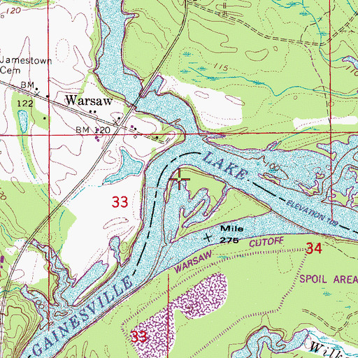 Topographic Map of Fenache Creek, AL