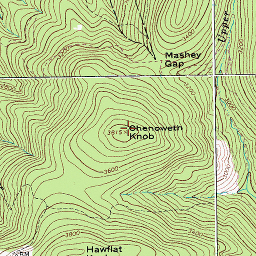 Topographic Map of Chenoweth Knob, WV