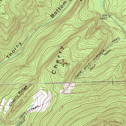 Topographic Map of Cherry Ridge, WV