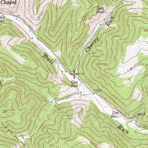 Topographic Map of Cherry Run, WV