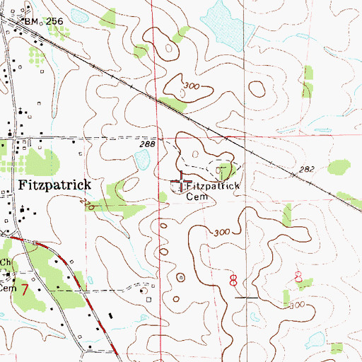 Topographic Map of Fitzpatrick Cemetery, AL