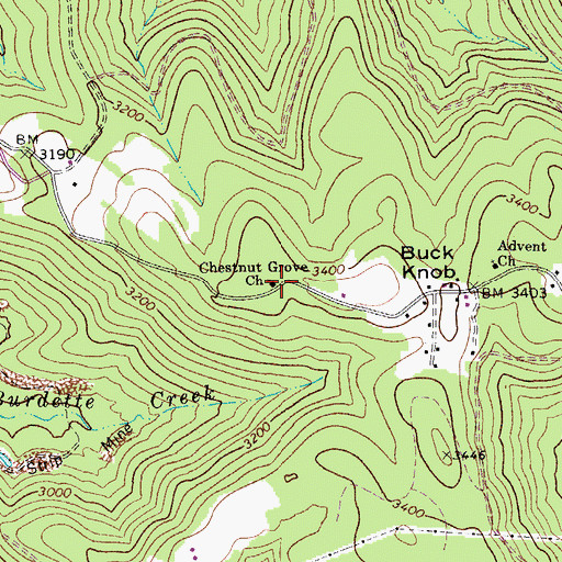 Topographic Map of Chestnut Grove Church, WV