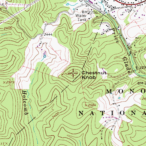 Topographic Map of Chestnut Knob, WV