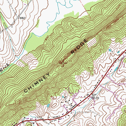 Topographic Map of Chimney Ridge, WV