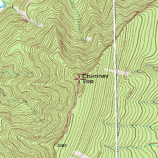 Topographic Map of Chimney Top, WV