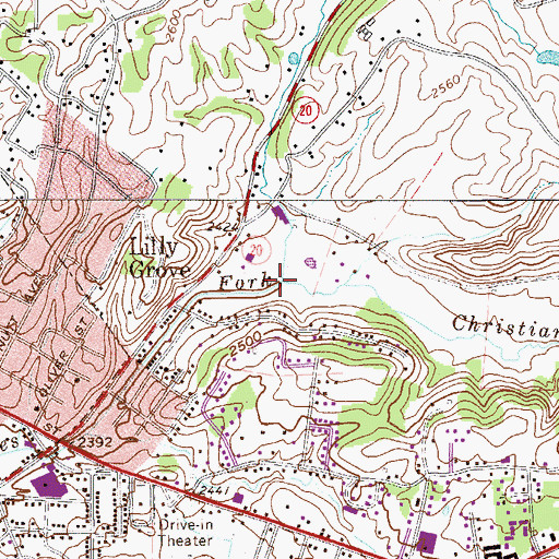 Topographic Map of Christian Fork, WV